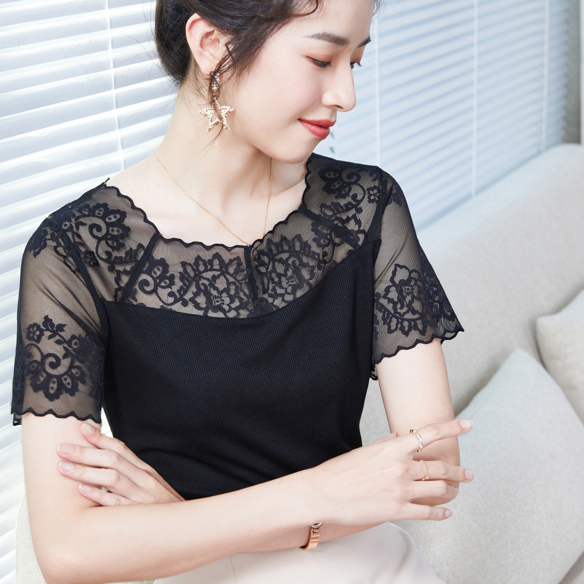 New summer 2021 Korean style loose and versatile striped short-sleeved T-shirt for women, pure cotton half-sleeved top, trendy 1