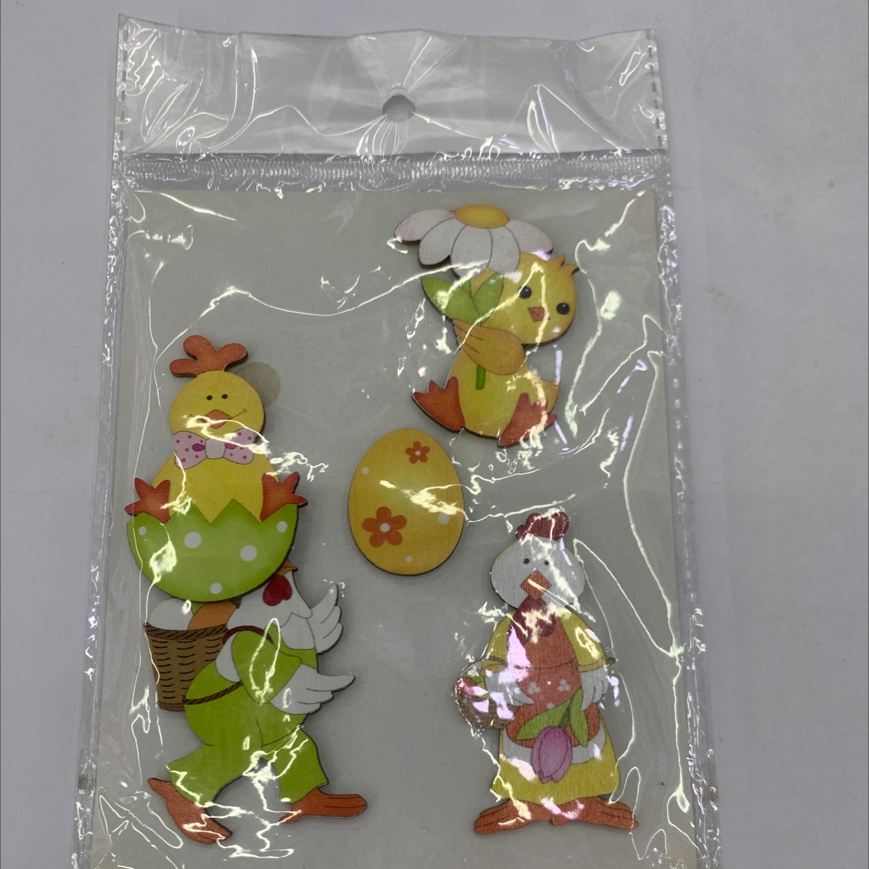 Five-piece set of small wooden pieces with glue for Easter DIY decoration gift 3