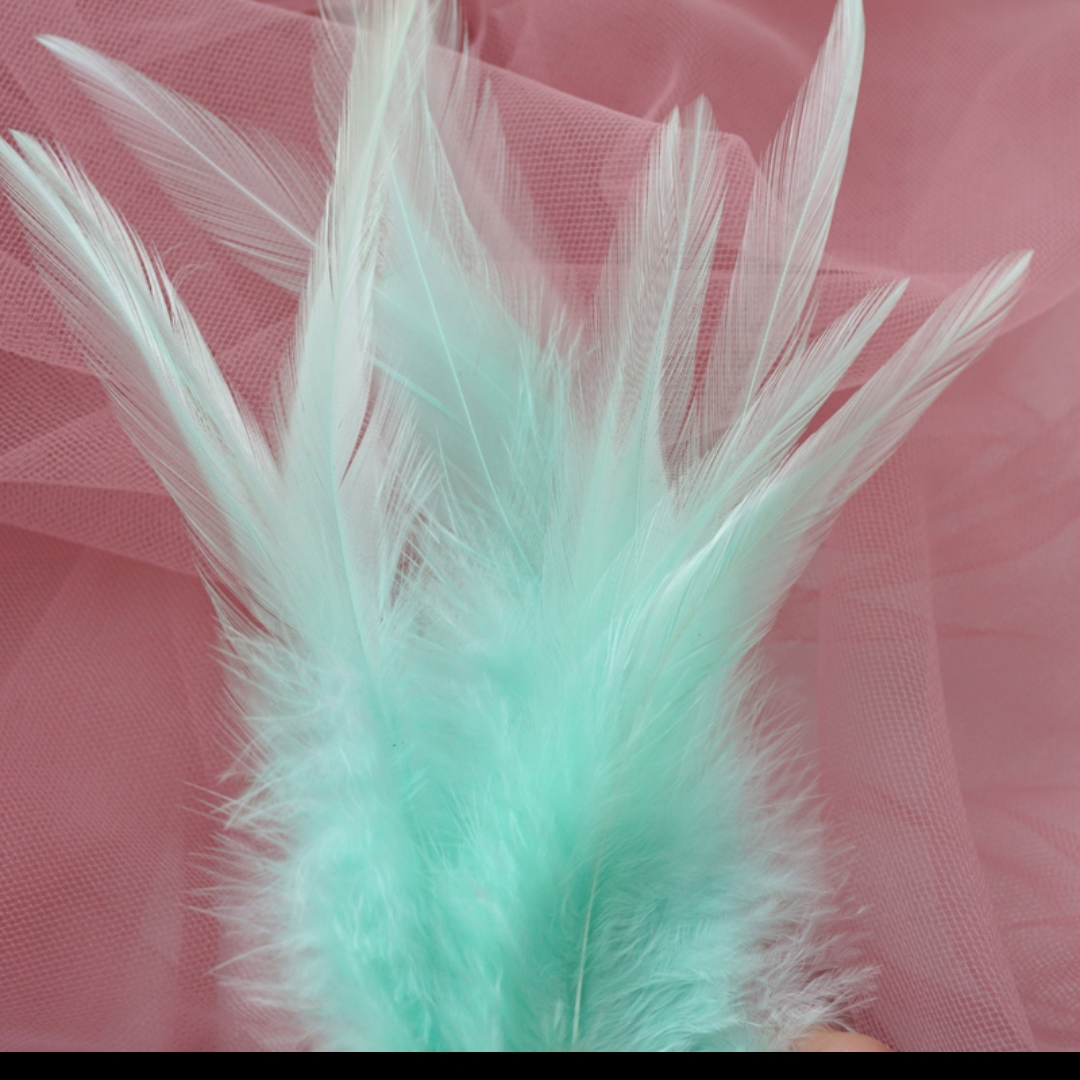 Chicken feather white tip 2-4 inches light green