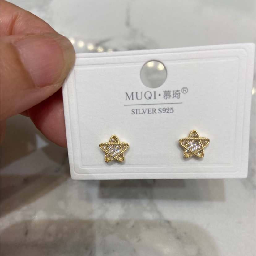 Zirconium five-pointed star earrings Item Picture