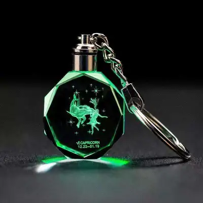 Crystal Diamond Shaped Seven Color Light Key Chain Pendant