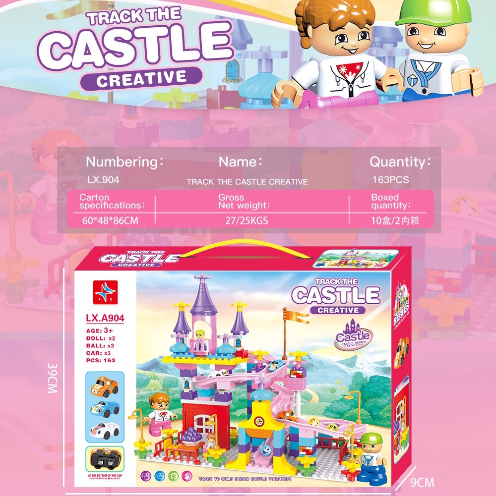 LX.A904 Creative Track Castle (includes 2 action figures) 163 particles