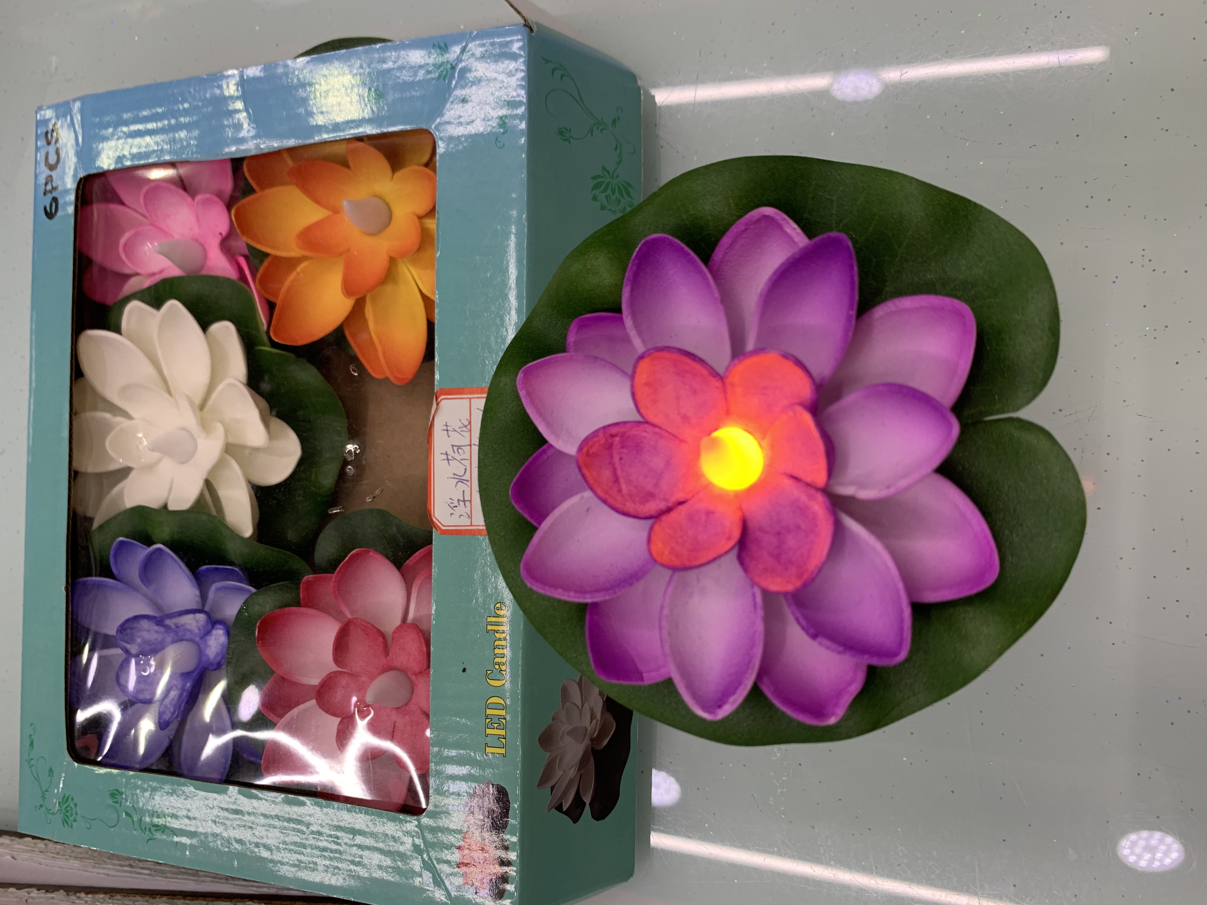 LED浮水莲花灯 纽扣电池浮水莲花灯 祈福心愿过节浮水莲花灯 详情图2