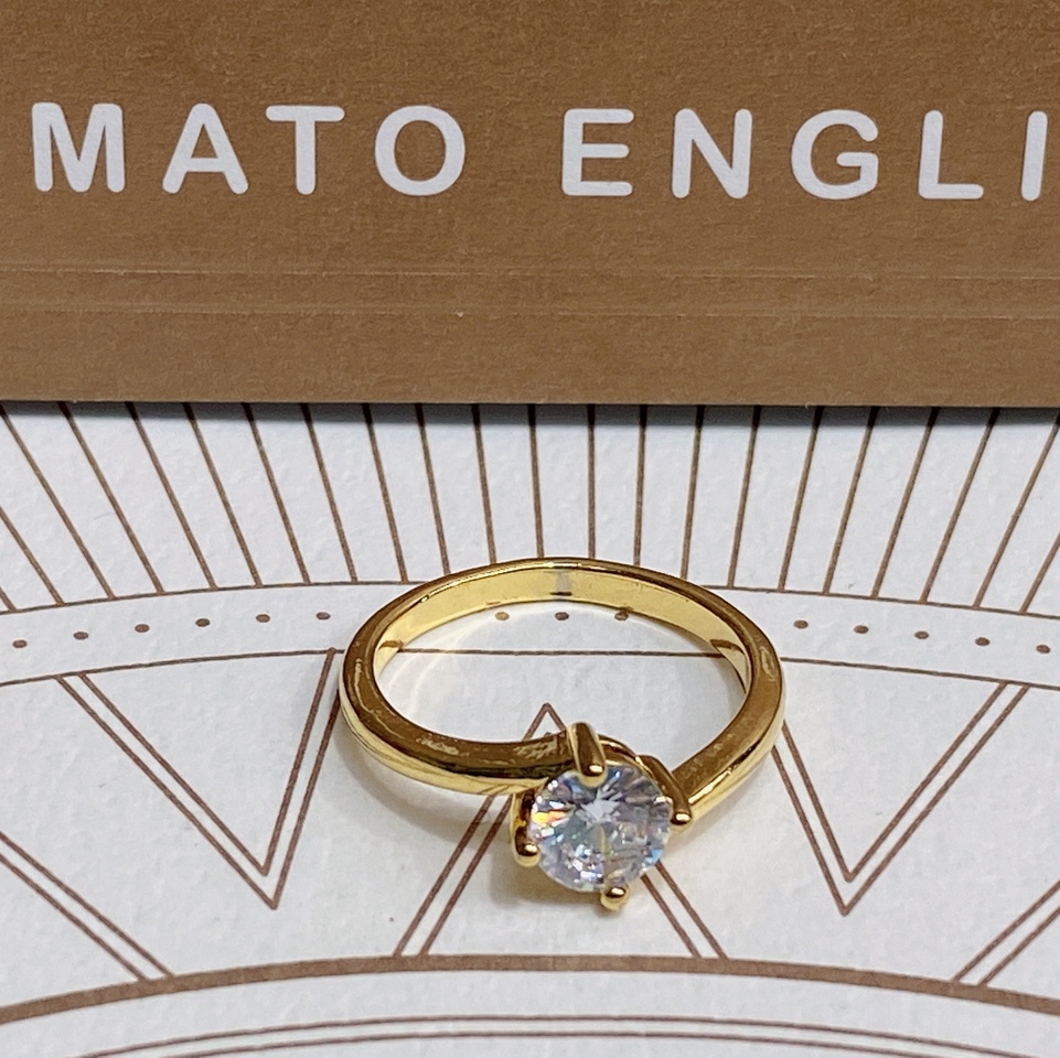 Electric 24K gold color inlaid zircon series popular all-matching single product for women ring 50