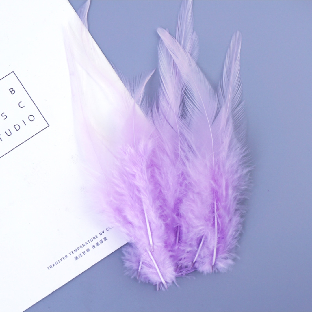 Chicken feather white tip 6-8 inches light purple