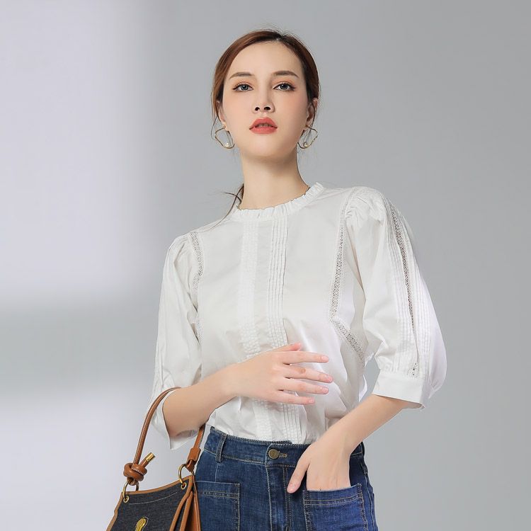 Jimmy Seio brand women's wear, a niche design round-neck top with a little Chanel style for the Spring and Autumn of 2021, exudes a white-collar charm Item Picture
