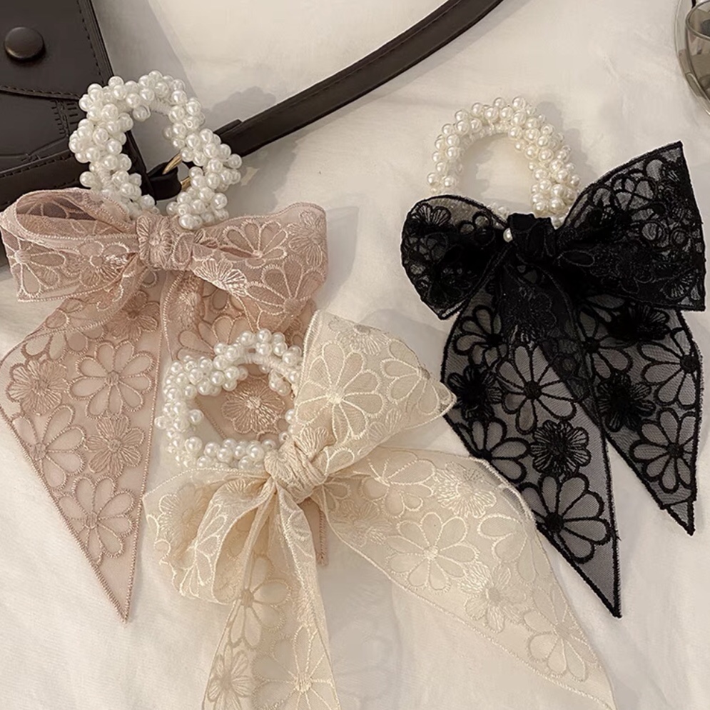 Korean lace bow streamer headband Headband Headband Female summer style ponytail hair tie hair accessories hair rope