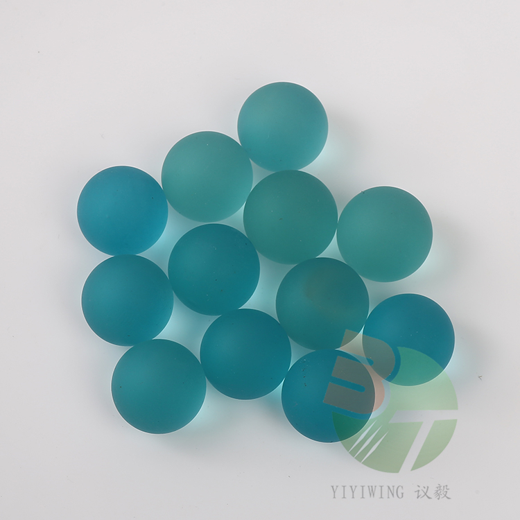 100粒16mm透明湖蓝磨砂玻璃球16毫米彩色海兰玻璃球 1.6cm浅蓝打砂弹珠 鱼缸装饰 儿童怀旧玩具 跳棋子弹珠