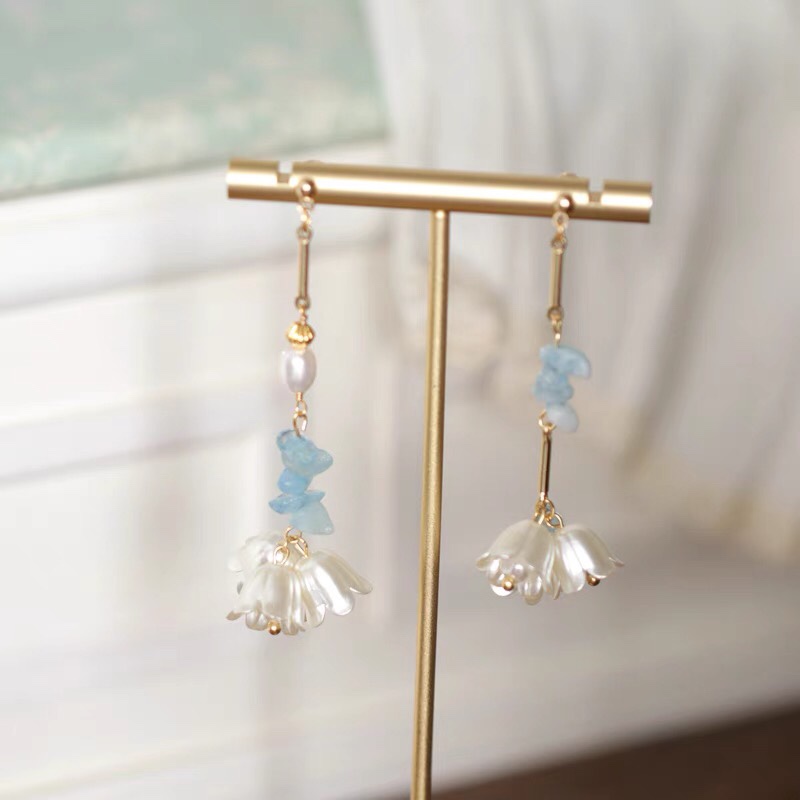 Pearl fringe delicate elegant noble temperament sweet girl earrings