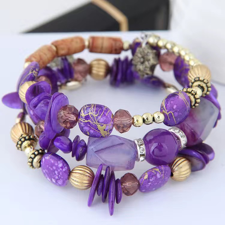紫色异形石头手链