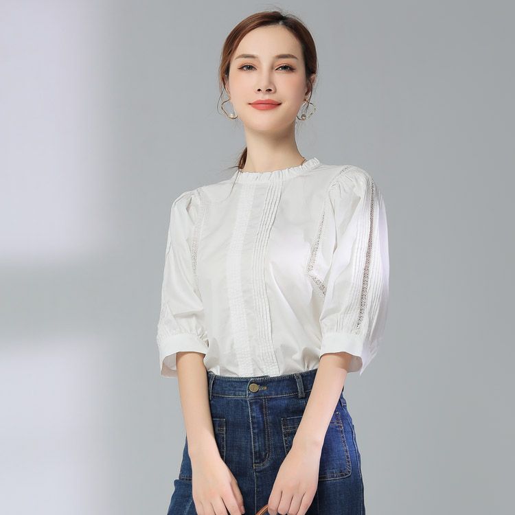 Jimmy Seio brand women's wear, a niche design round-neck top with a little Chanel style for the Spring and Autumn of 2021, exudes a white-collar charm Specification image