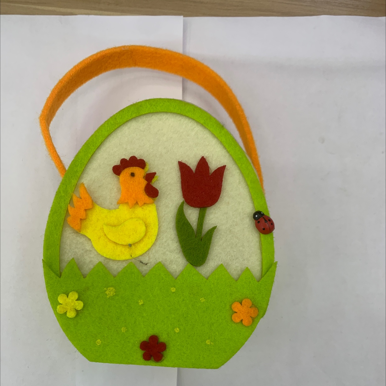 Easter oval rooster tote bag made of non-woven fabric felt