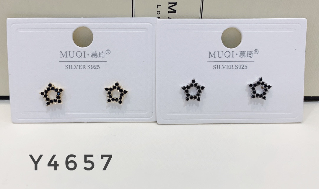 Fashionable black zirconium five-pointed star earrings Specification image