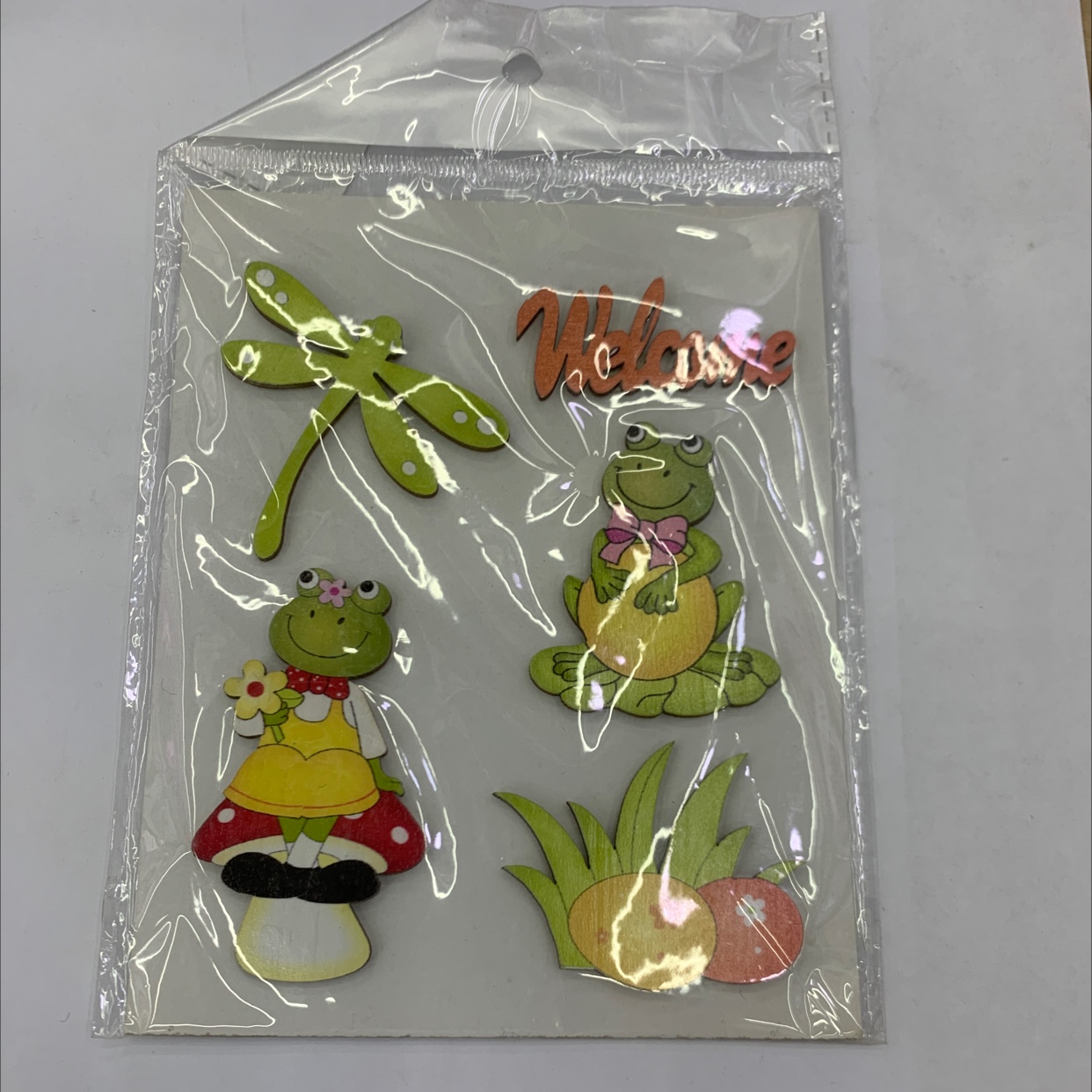 Five-piece set of small wooden pieces with glue for Easter DIY decoration gift 8 detail image 1