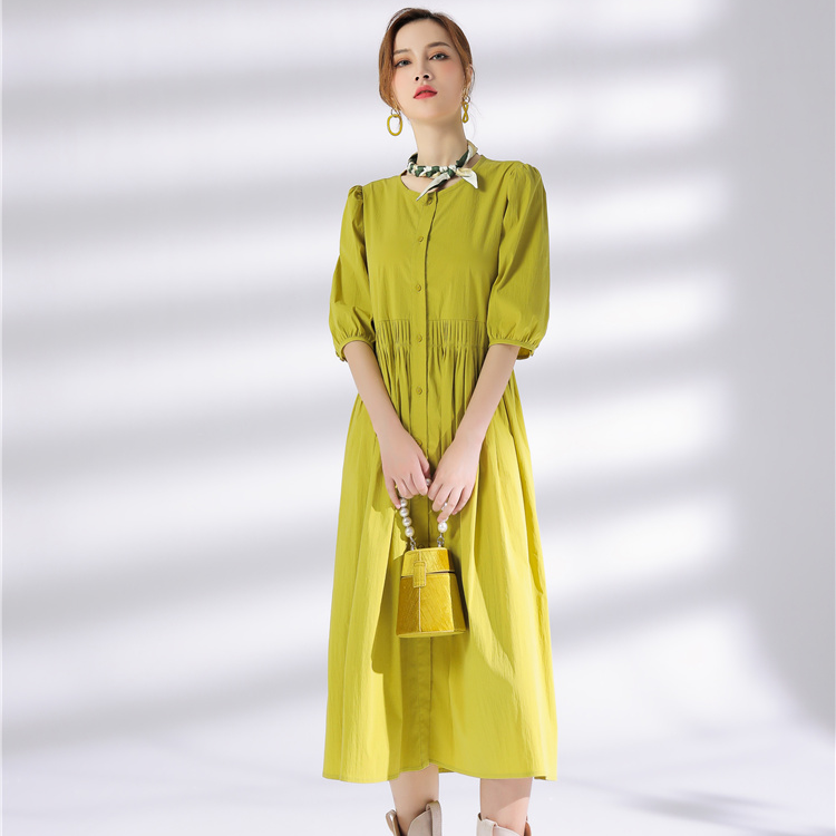 Jimmy Seio's 2021 autumn new French retro style round-neck long dress