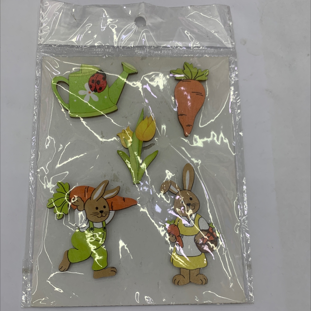Five-piece set of small wooden pieces with glue for Easter DIY decoration gift 1