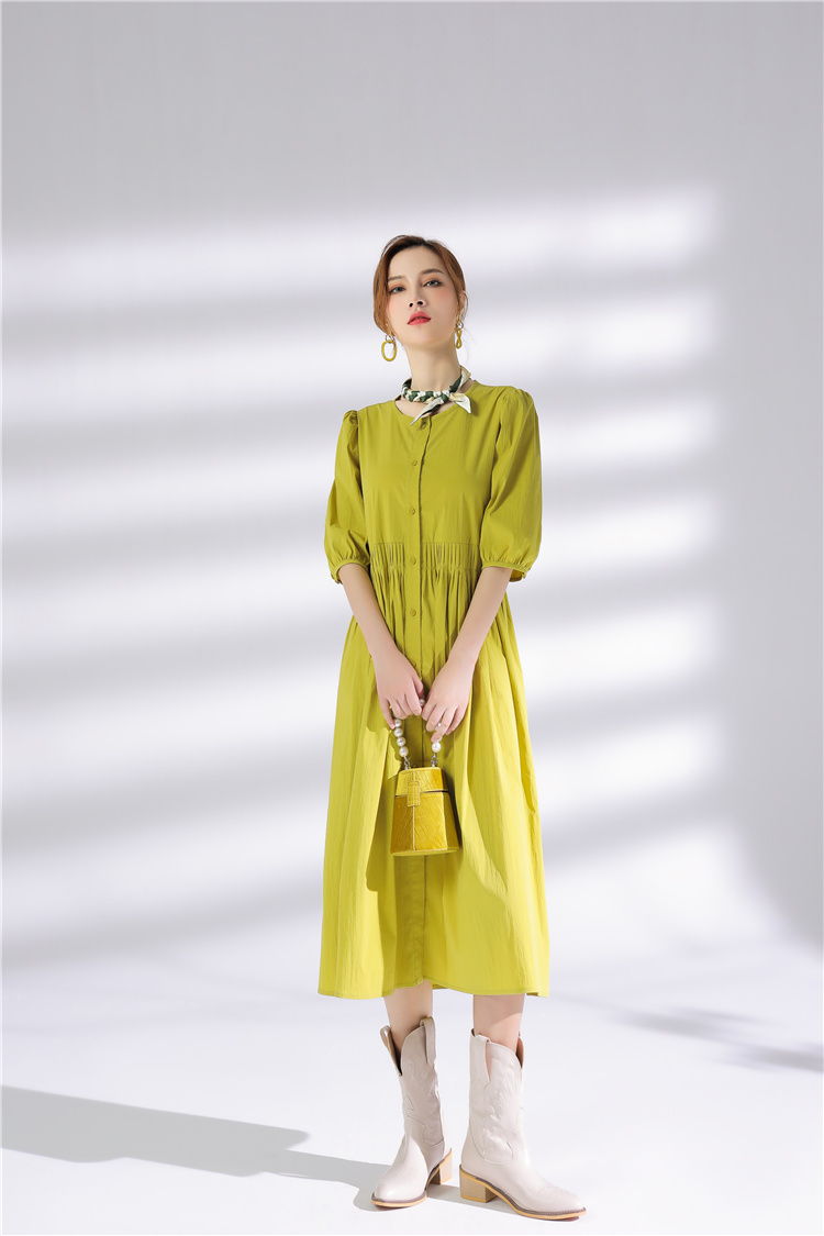 Jimmy Seio's 2021 autumn new French retro style round-neck long dress details Picture