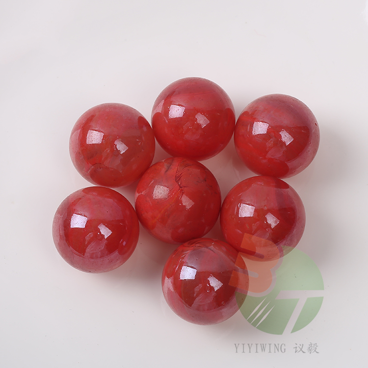 20 pieces of 25mm cream red glass balls, 2.5cm porcelain red marble marbles, 2.5cm colored glass beads, jumping chess pieces, fish tank decoration, solid color round balls, nostalgic toys, egg wholesale marbles