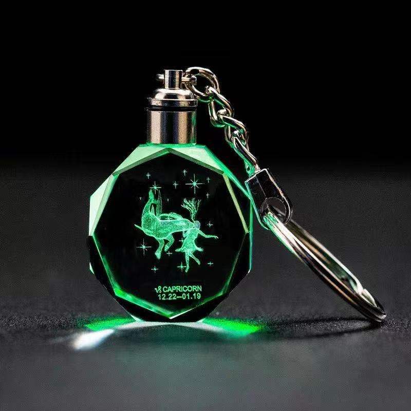 Crystal Diamond Shaped Seven Color Light Key Chain Pendant details Picture