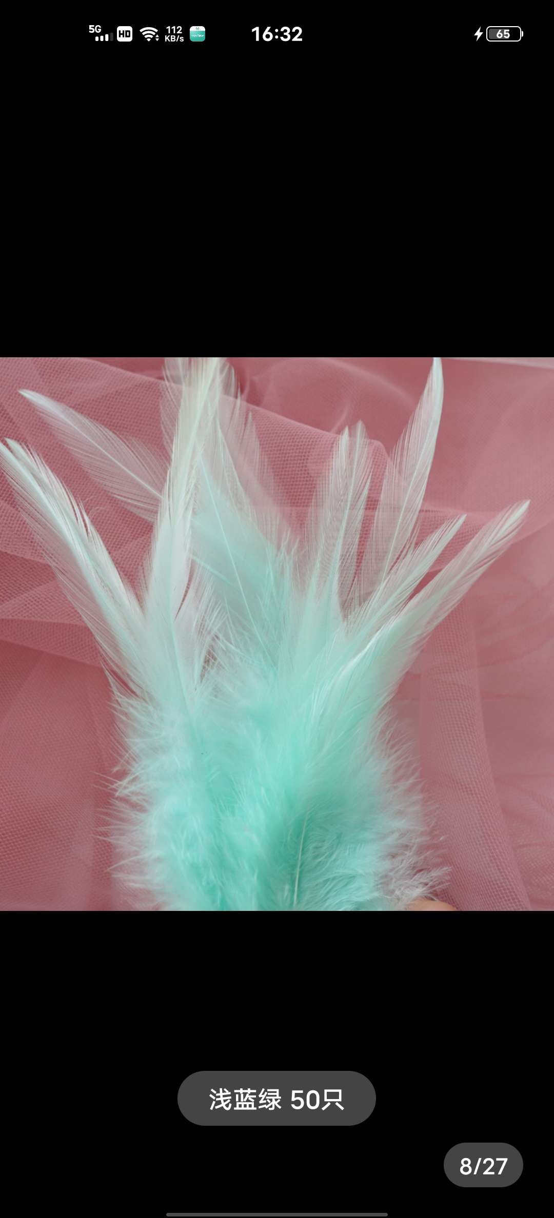 鸡毛白尖6-8英寸浅绿色白底实物图