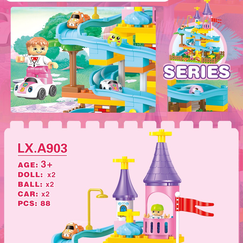 LX.A903 Puzzle Car track Castle (contains 2 dolls) 88 pellets