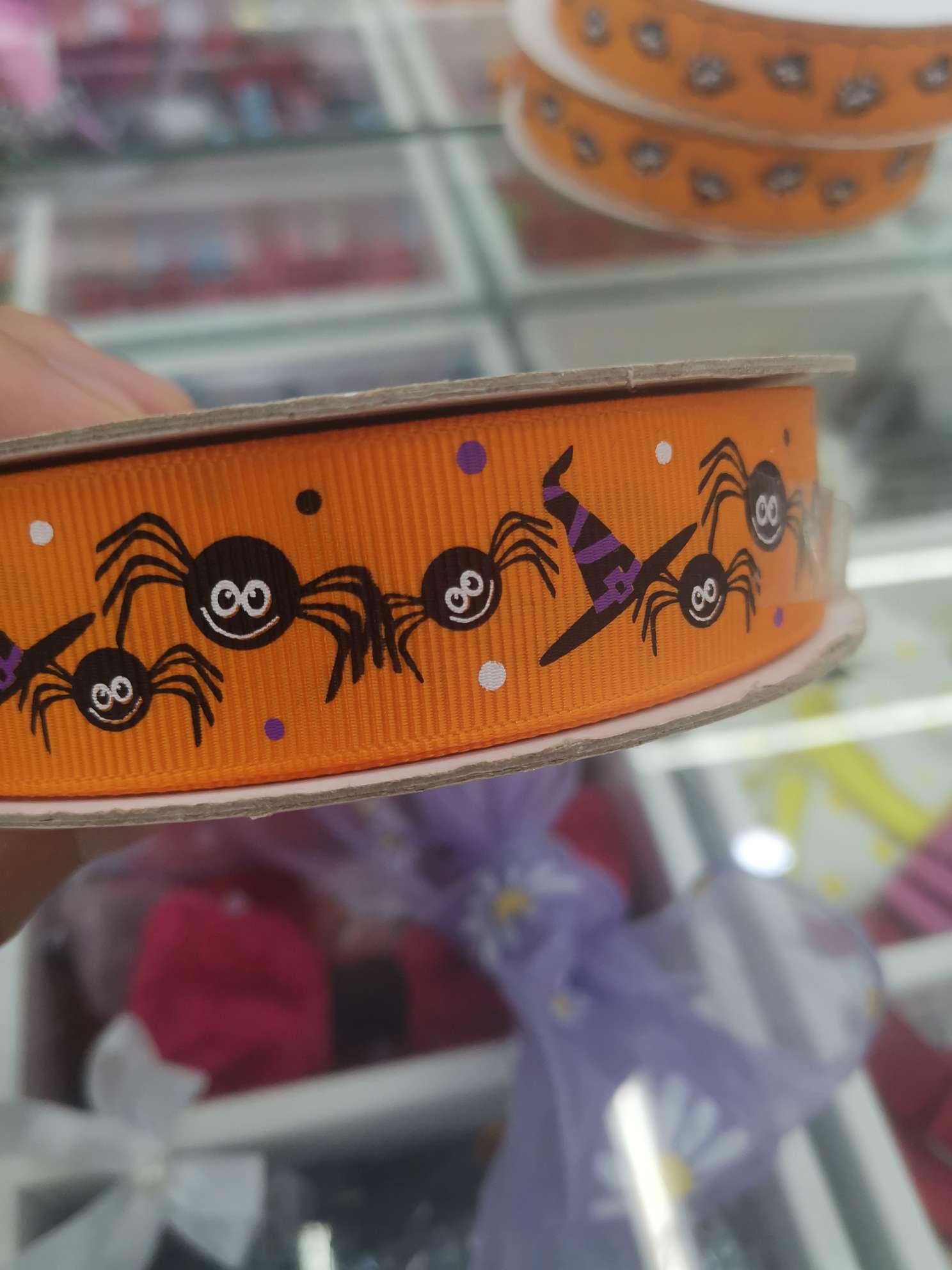 Xinsheng Meipinhui 8# Halloween Gift Tape, Gift Webbing, Festive Supplies Tape, Clothing Accessories, Spider pattern Webbing pic 4