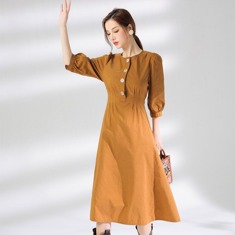 Jimmy Seo genuine women's 2021 summer new high-waisted, slimming, fairy-like, cinched waist and elegant dress Application Scenario