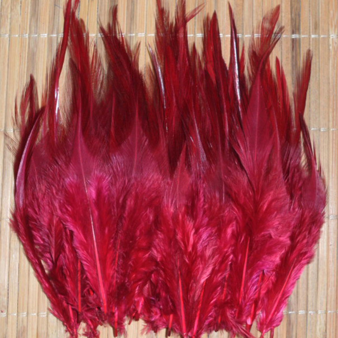 鸡毛白尖6-8英寸酒红色