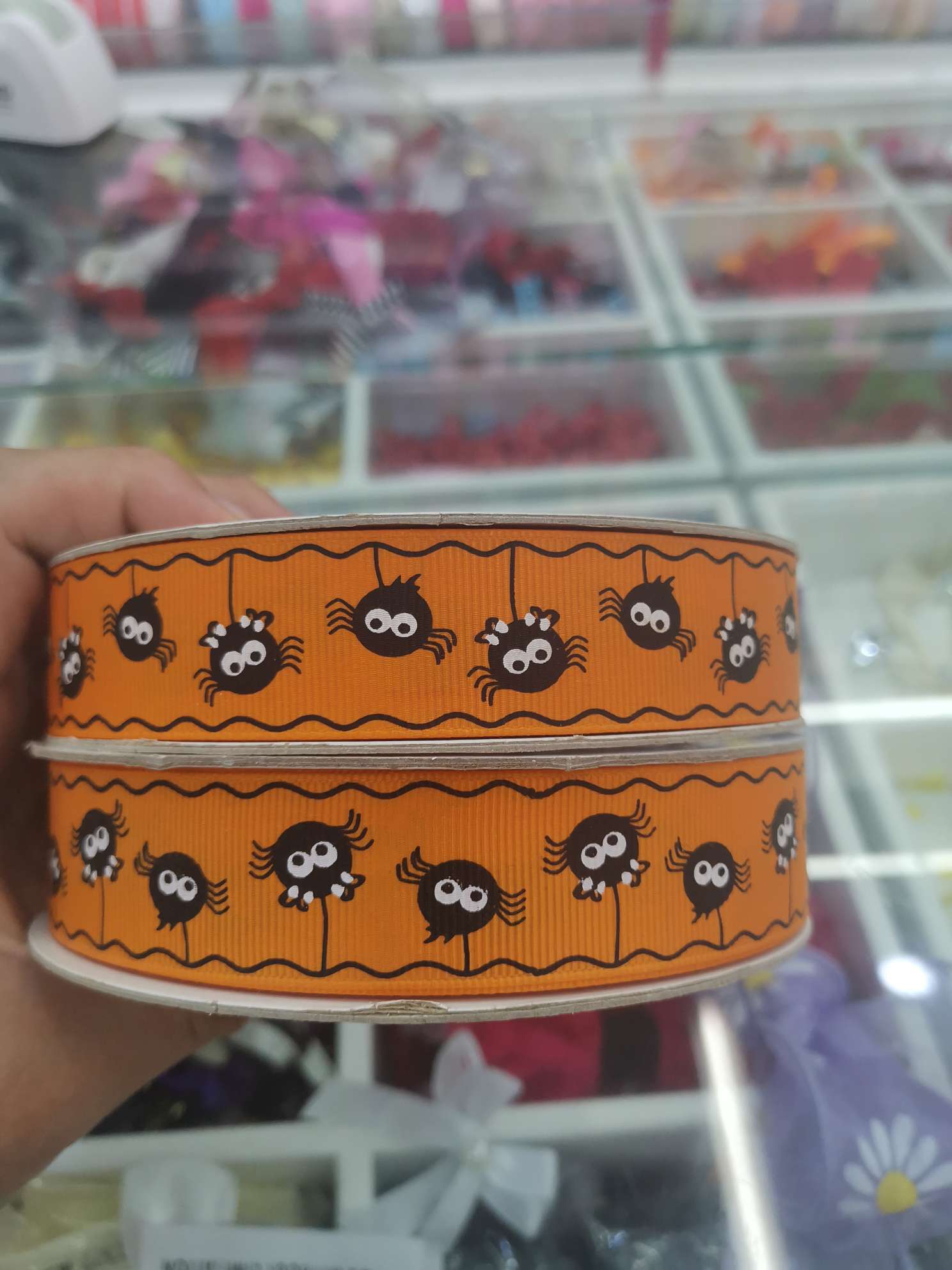 Xinsheng Meipinhui 8# Halloween Gift Tape, Gift Webbing, Festive Supplies Tape, Clothing Accessories, Spider pattern Webbing pic 5