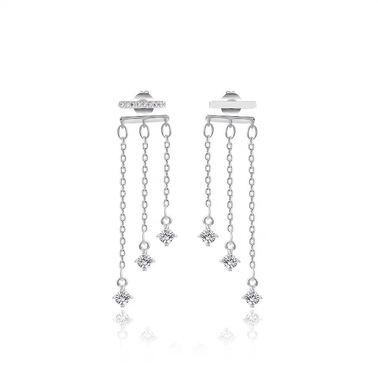 Curtain earrings, retro and unique, long, super sparkling zircon, ethnic style, versatile, tassel, seven-color earrings, copper earrings, Yiwu zircon details Picture