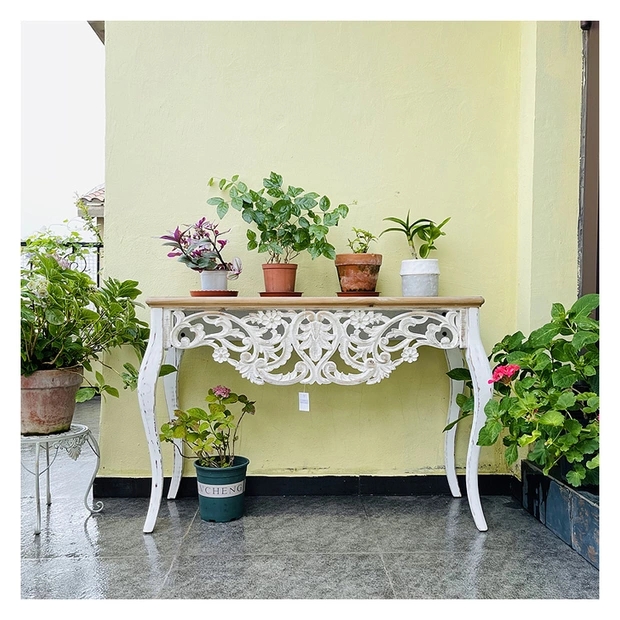 美式乡村复古法式雕花长条桌花架阳台花园庭院露台室内户外操作台