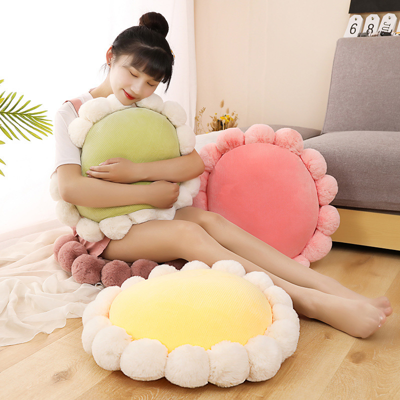 Round seat cushion, thickened office seat cushion for long sitting, tatami student chair seat cushion, stool cushion, chair cushion, rabbit fur ball detail image 1