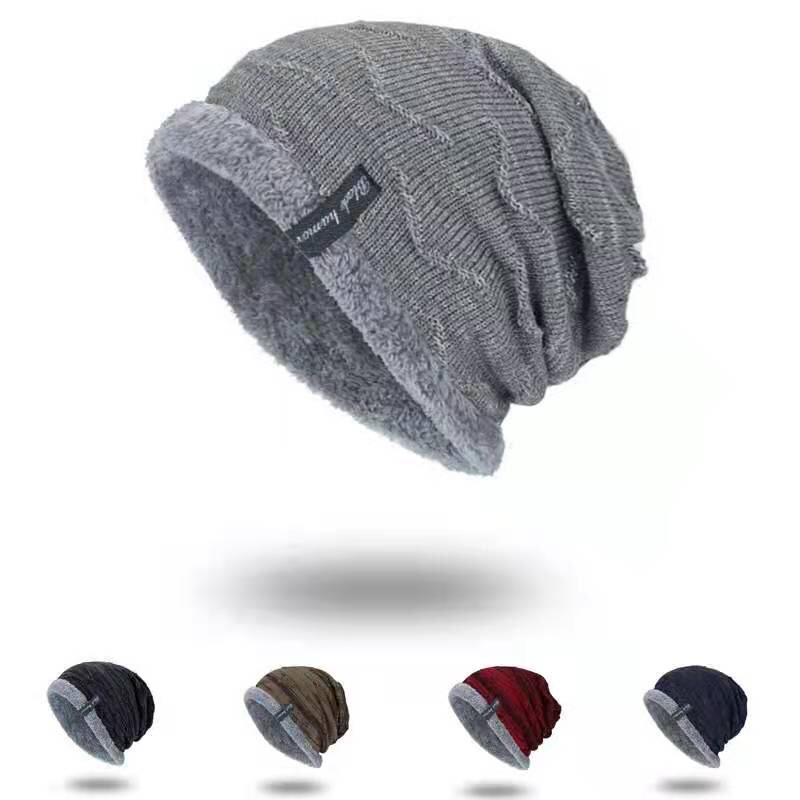 Autumn and winter outdoor windproof woolen hats for men and women, thickened with fleece for warmth, scarves and pullover, youth knitted hat 008 detail image 1
