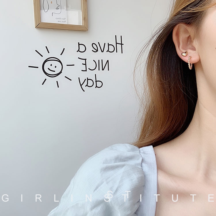 Cold style circle earrings women's set, 2021 new trendy Korean style, internet-famous simple and small stud earrings Specification image