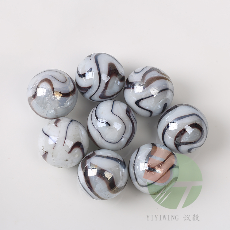 20 pieces of 25mm cream purple flower-patterned glass balls, 2.5cm white porcelain colored ultraviolet flower marble marbles, 2.5cm glass beads, jumping chess pieces, fish tank decorative round balls, nostalgic toy eggs