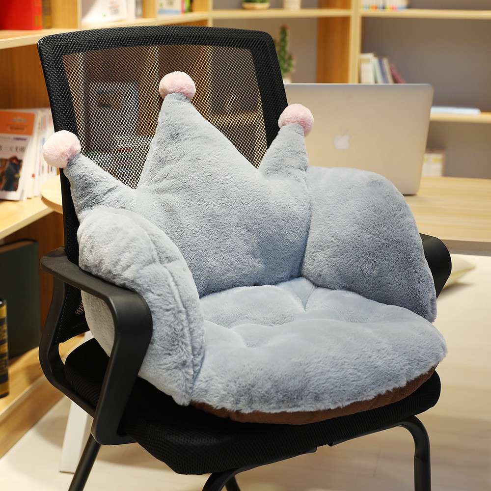 ins Crown rabbit-like plush cushion Winter new Home and office semi-enclosed anti-slip thickened warm chair cushion detail image 4