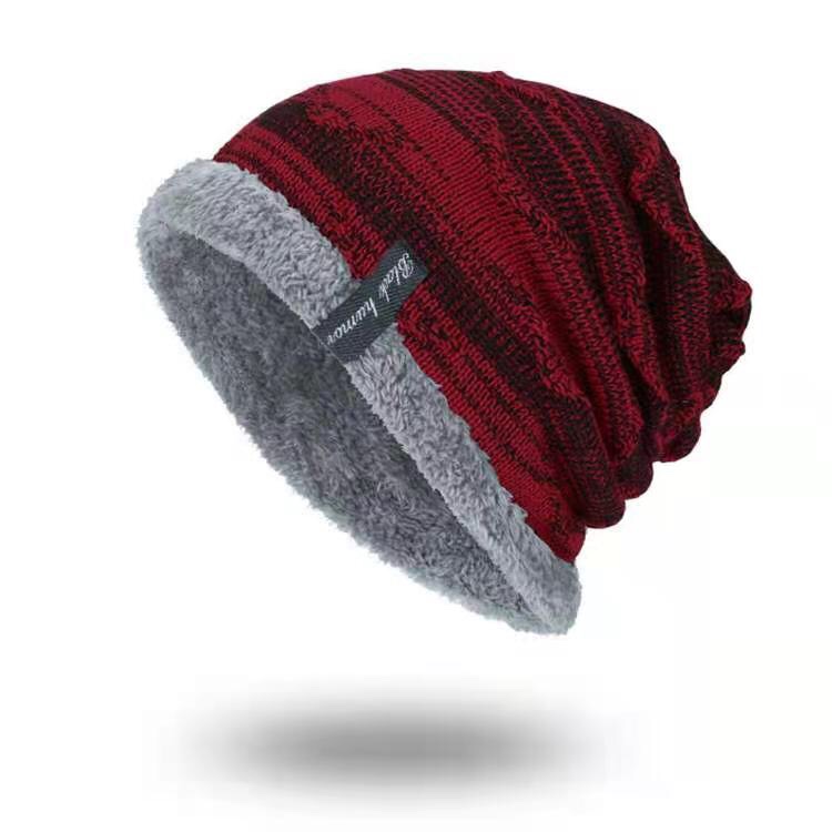 Autumn and winter outdoor windproof woolen hats for men and women, thickened with fleece for warmth, scarves and pullover, youth knitted hat 008 details Picture