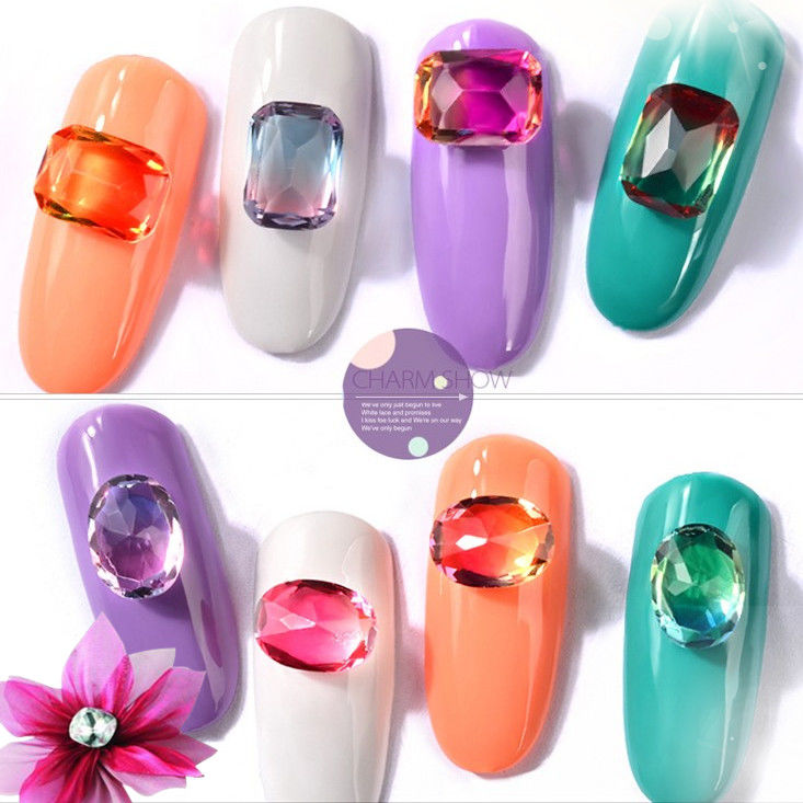 Nail jewelry abnormals diamond flat mixed net red explosive AB color Champagne super flash diamond Japanese nail decoration 1472