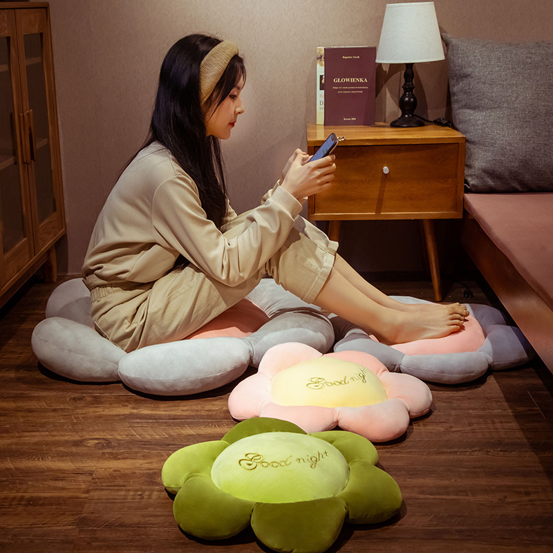 Carpet cushions, cute girls, ins, soft cushions on the floor in the bedroom, plush living room, lazy tatami, suitable for sitting, flower floor cushions detail image 2
