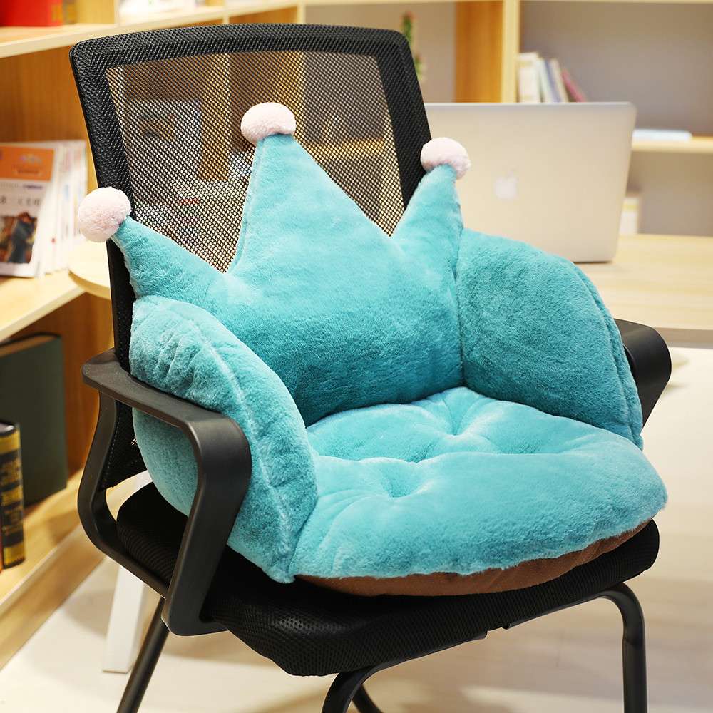 ins Crown rabbit-like plush cushion Winter new Home and office semi-enclosed anti-slip thickened warm chair cushion detail image 2