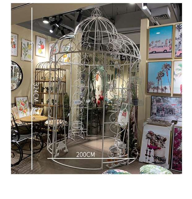 美式乡村复古白铁艺大型花园凉亭 庭院花园露台园艺装饰植物爬架详情图2