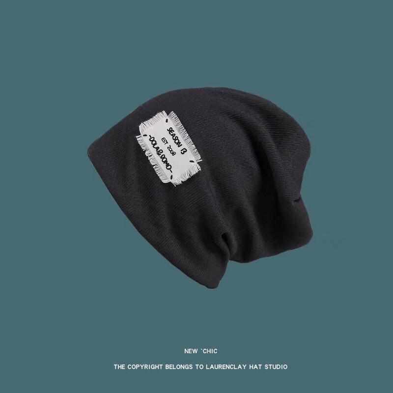 Postpartum cap, a trendy women's brand, patchwork Japanese-style knitted headscarf detail image 2