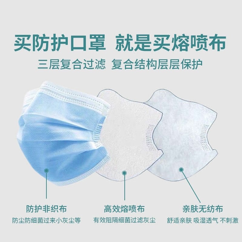 Manufacturers Wholesale Disposable Civilian Masks Independent Packaging Three-Layer Melt-Blown Cloth Dust-Proof Thickened Single Piece Independent Packaging [Foreign Trade Only] Item Picture