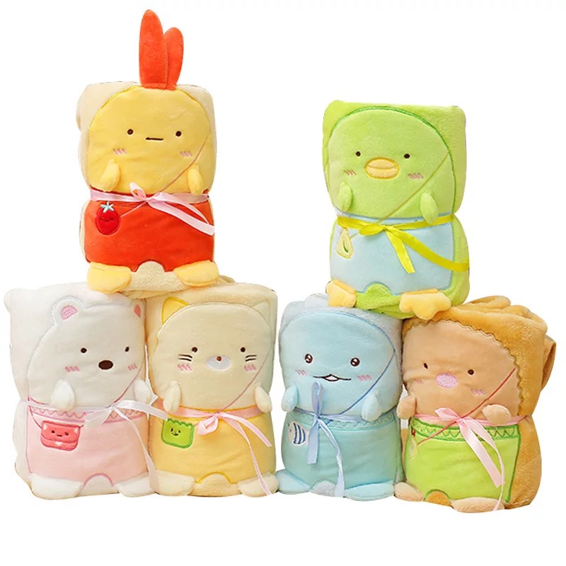 Nap blanket, cartoon eye mask, dual-purpose air-conditioned blanket, convenient for office storage, flannel travel blanket 80*100cm detail image 7