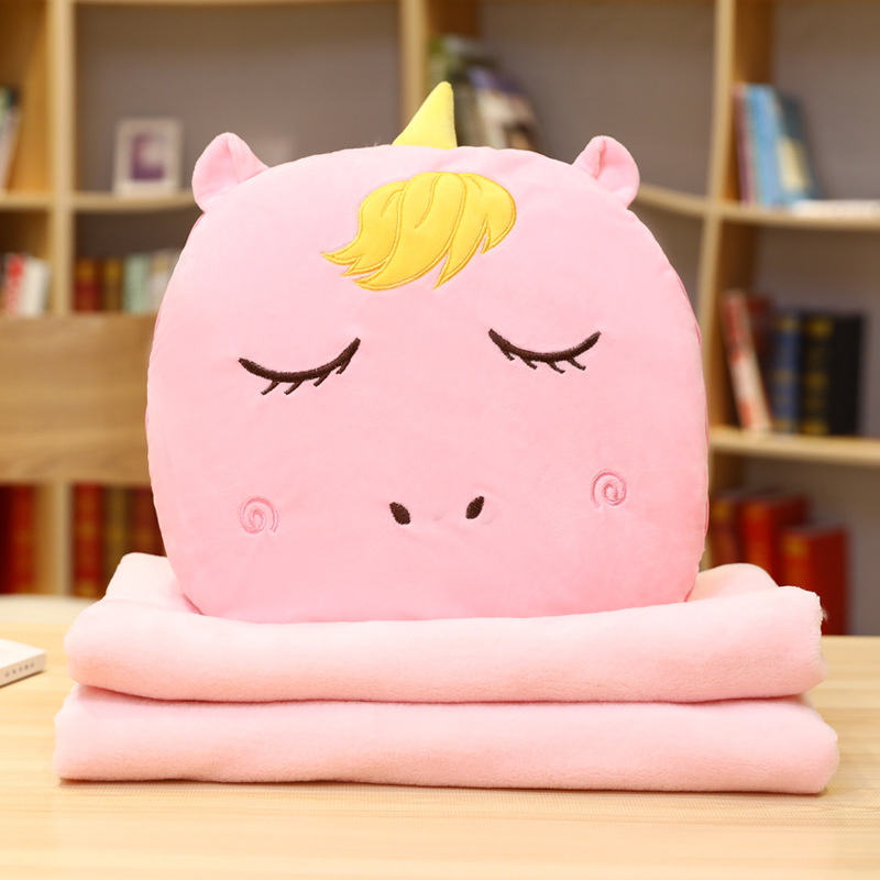 Cartoon throw pillow, quilt, dual-purpose office cushion, pillow, nap blanket, two-in-one fruit, unicorn, dinosaur car cover, quilt detail image 2