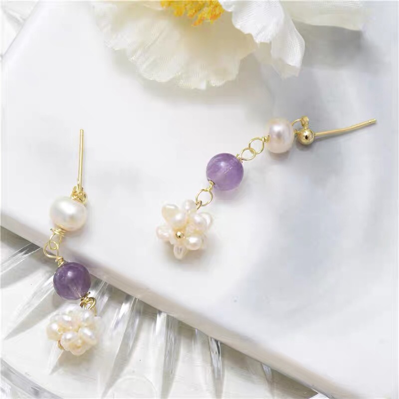 Noble creative classical pearl natural stone star luxury foreign style earrings