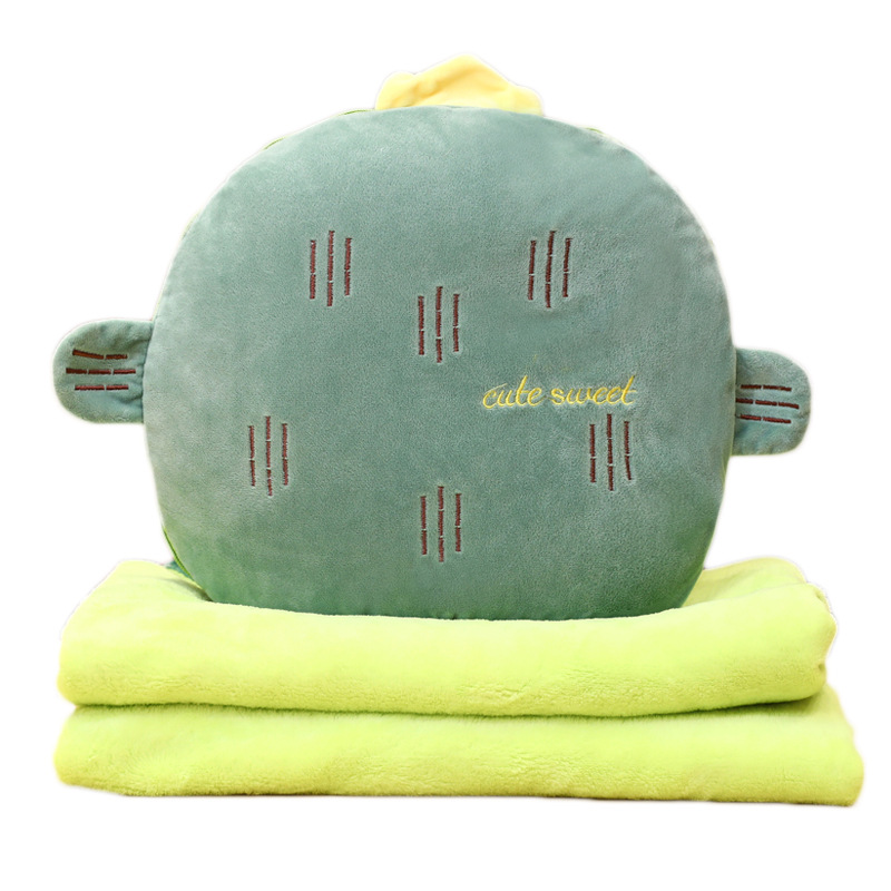 Cartoon throw pillow, quilt, dual-purpose office cushion, pillow, nap blanket, two-in-one fruit, unicorn, dinosaur car cover, quilt Specification image