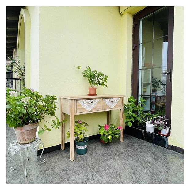 American country, retro French carved long table, flower stand, balcony, garden, courtyard, terrace, indoor and outdoor, entrance hall Application Scenario