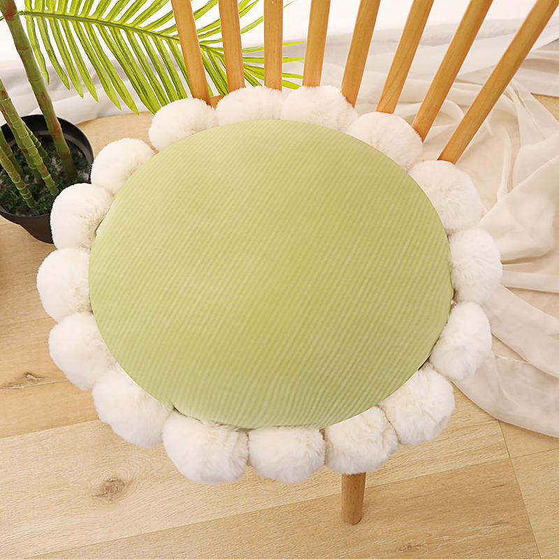 Round seat cushion, thickened office seat cushion for long sitting, tatami student chair seat cushion, stool cushion, chair cushion, rabbit fur ball detail image 4