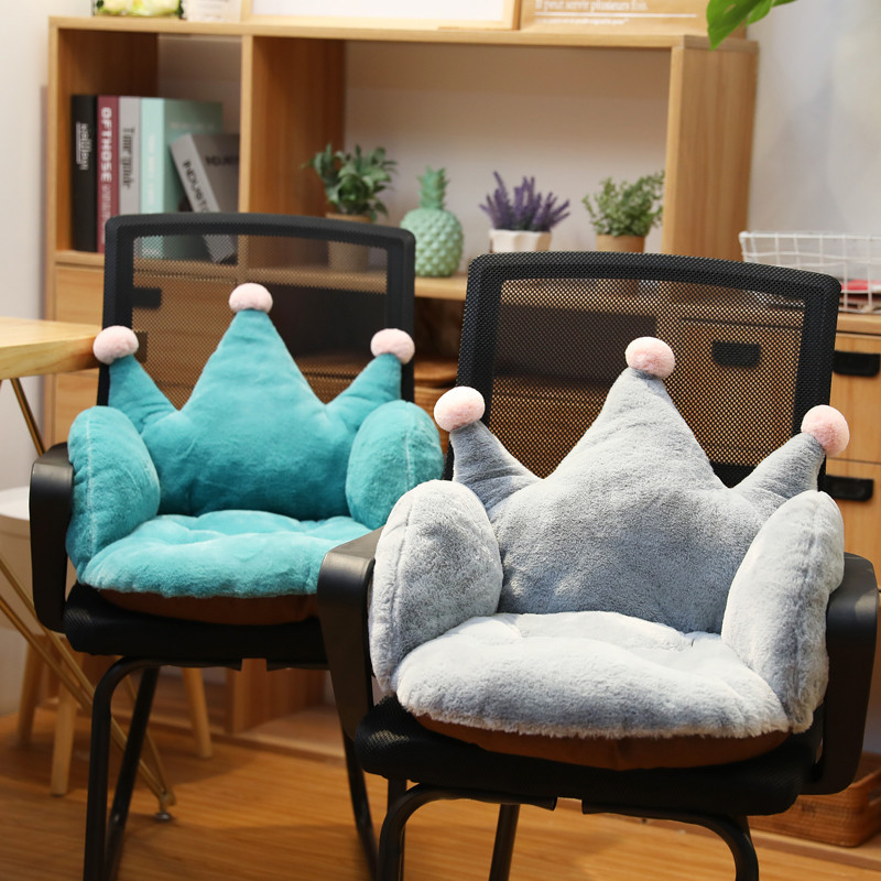 ins Crown rabbit-like plush cushion Winter new Home and office semi-enclosed anti-slip thickened warm chair cushion detail image 6